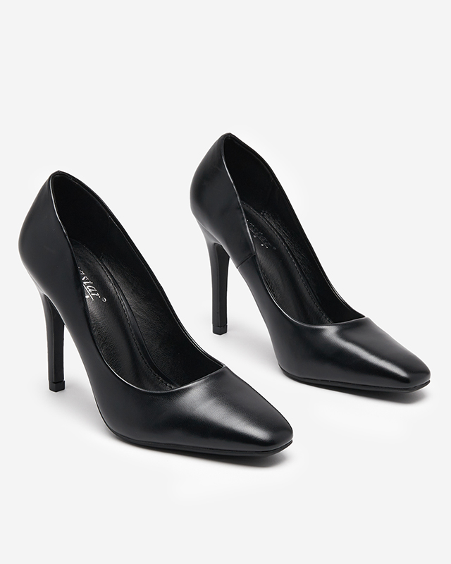 Black women's pumps with a square toe from Vaseka - Footwear