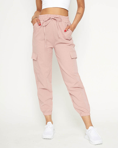 Pink women's cargo trousers - Clothing