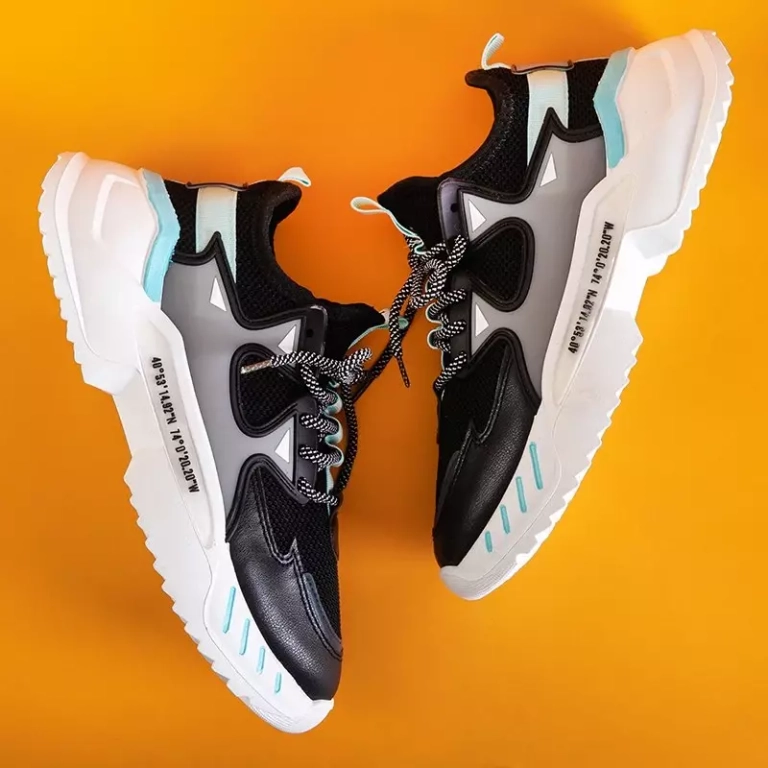 OUTLET Men's black sneakers with mint Gain elements - Footwear