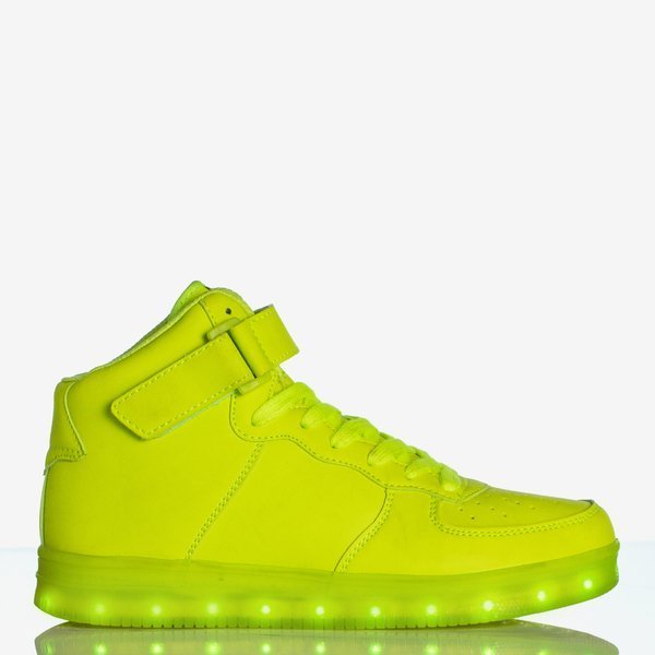 Green neon sports shoes for women luminous Led Love - Footwear
