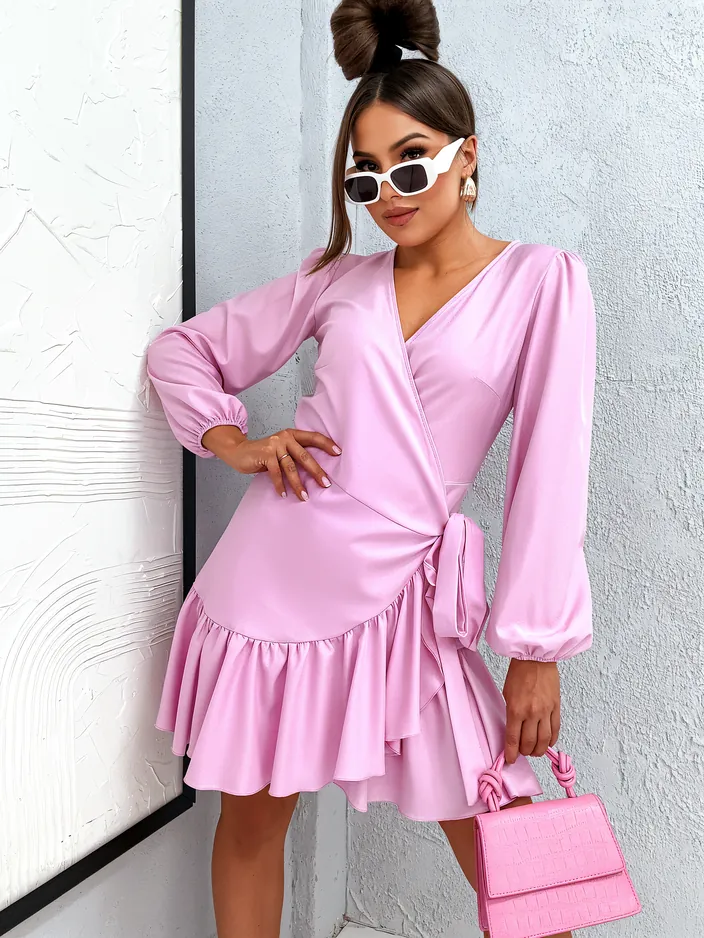 Royalfashion Women's tied mini dress with ruffles