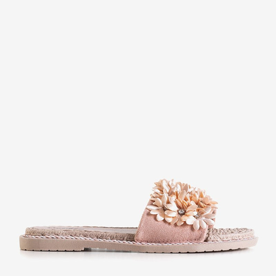 Pink women's slippers with flowers Seiov - Footwear