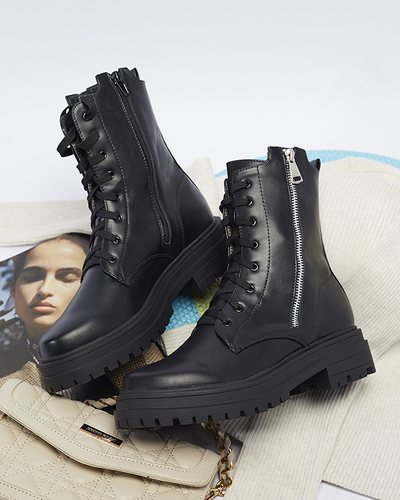 Black women's bagger boots with flat heel Fetisa - Footwear