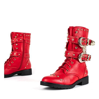 Czerwone workery ze złotymi ozdobami Albany - Obuwie