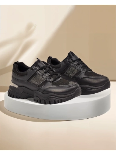 Arete Nero women's flat ecological leather sneakers