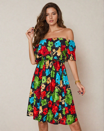 Royalfashion Patterned women's mini dress a'la hiszpanka