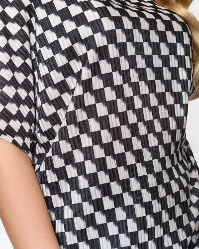 Black women's pleated patterned set - Clothing