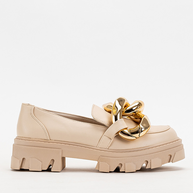 OUTLET Beige women's shoes with a gold chain Kesoni - Footwear