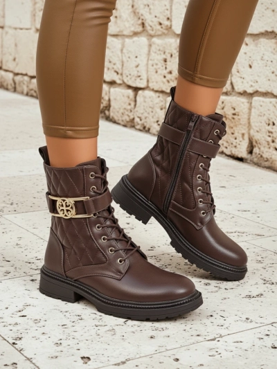 Sable Rose Quilted Faux Leather Ankle Boots