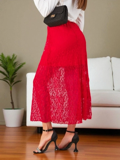 Royalfashion Women's midi skirt with lace