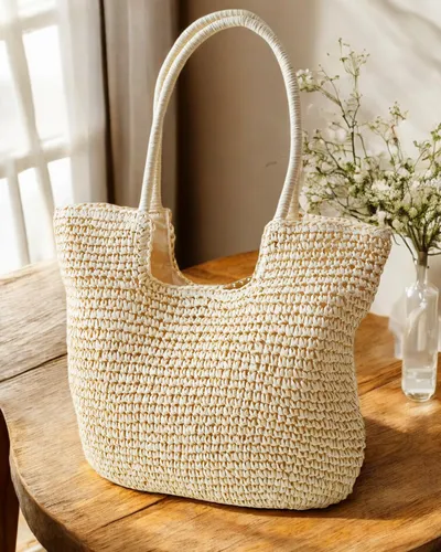 Royalfashion Large straw handbag for women