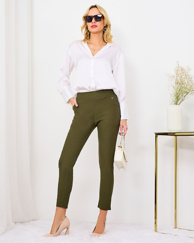 Royalfashion Черные женские леггинсы из экокожи a'la bells