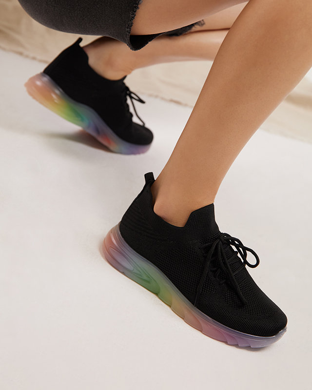 Black women's sports shoes with Afin colored sole- Footwear