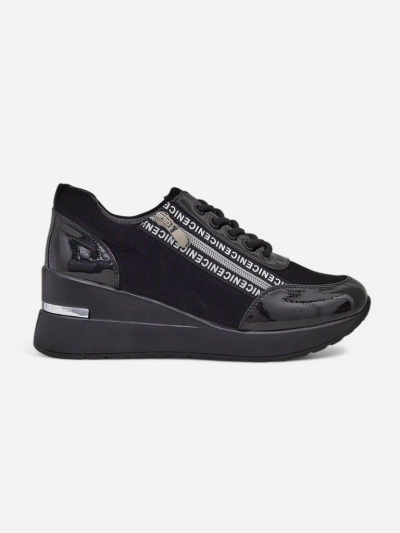 Calista Nero women's black wedge sneakers - elegance and everyday comfort