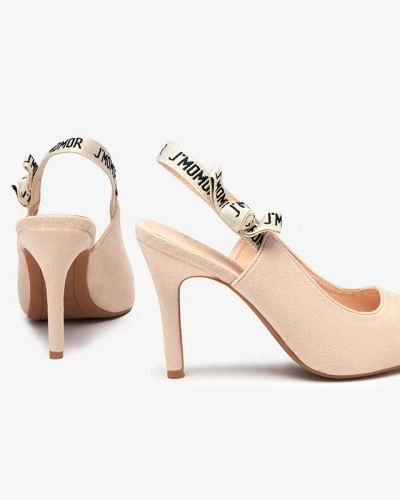 Beige eco-suede pumps with an interesting heel counter Misole - Footwear
