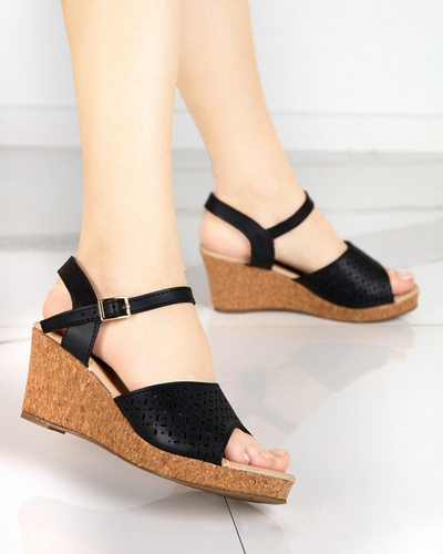 OUTLET Black women's Fugat wedge sandals - Footwear