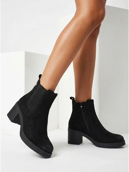 Women's eco-suede ankle boots on a block heel Arsh