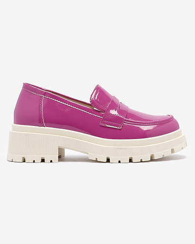 Fuchsia lacquered moccasins for women Noppel - Footwear