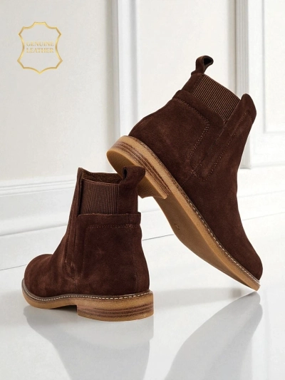 Cuoio Elegante: Brown Suede Ankle Boots for Stylish Women