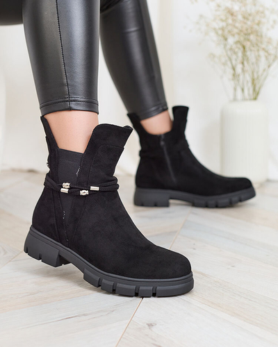 Royalfashion Черные женские сапоги с декоративным ремешком Dafflo