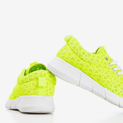 Neon green women's sports shoes with Troye patterns - Footwear 1