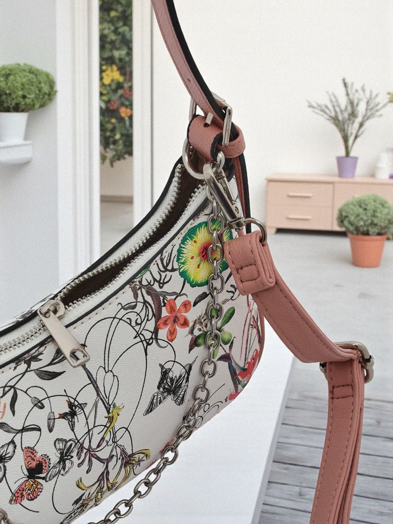 Royalfashion Mazs sieviešu rokas somiņa no ekoādas ar ziedu rakstu Lily Bloom