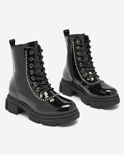 Black women's lacquered bagger boots Dexoci - Footwear