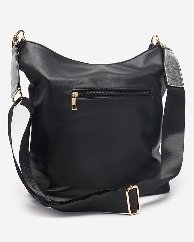 Black and silver women's handbag with decorative stripes - Accessories