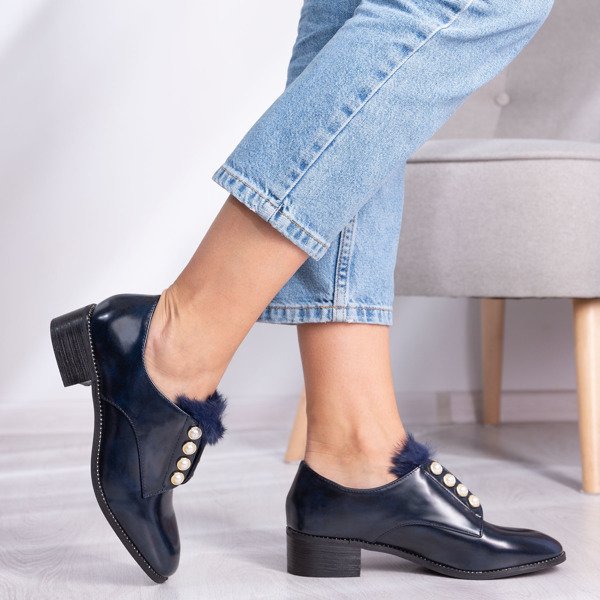 OUTLET Navy blue shoes with pearls Nessi - Footwear