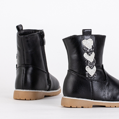 Melni meiteņu zābaki ar dekoratīvu virsu Nokimi - Apavi