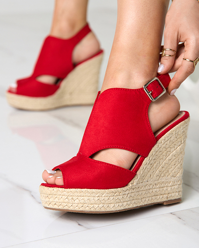 Sarkanas eko zamšādas sieviešu sandales Devof - Footwear