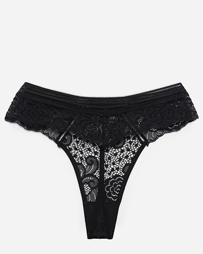 Women's black lace thong panties - Underwear