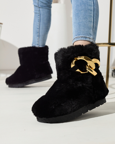 Royalfashion Black women's a'la snow boots with fur Sattopa