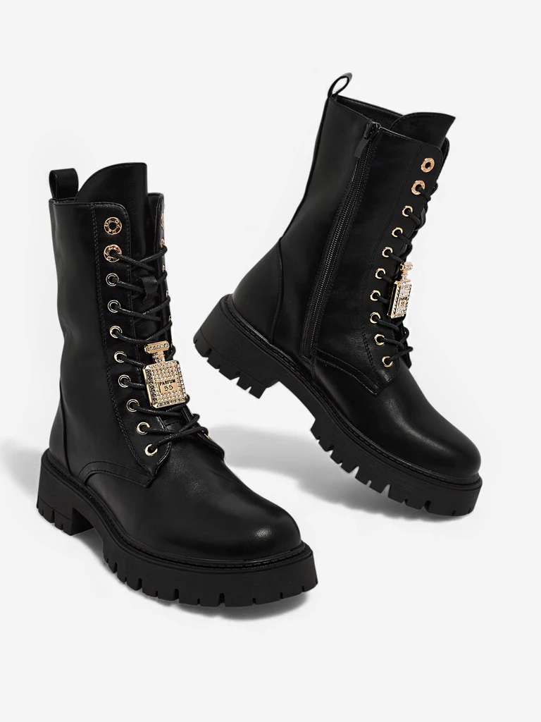 Eko skórzane sznurowane botki damskie Venit