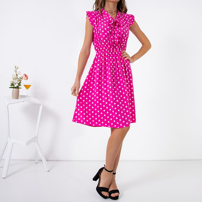 Ladies' fuchsia polka dot dress - Clothing