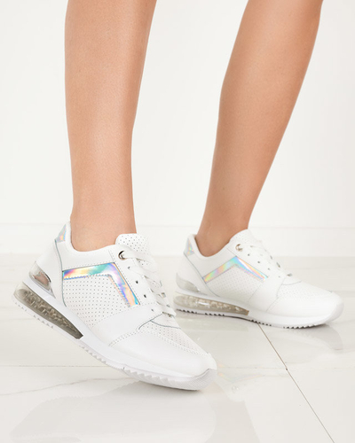 White women's trainers with holo insert Berise - Footwear