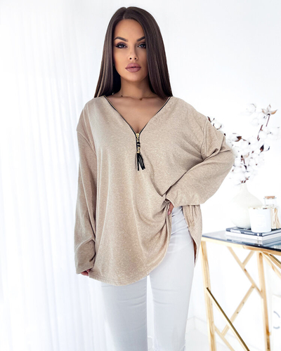Royalfashion Women's oversize blouse in beige