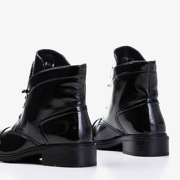 Black patent leather women's boots with Nissioe stones - Footwear