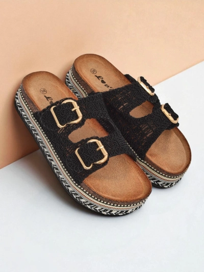 Royalfashion Женские сандалии на платформе с пряжками CorkStyle