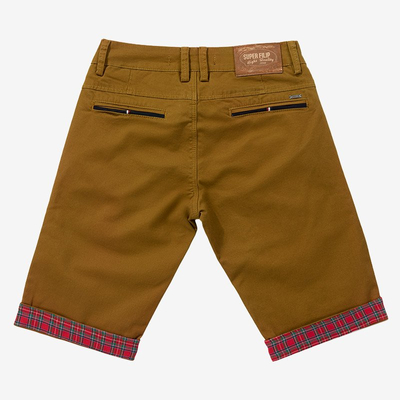 Brown men's shorts with red inserts - Clothing