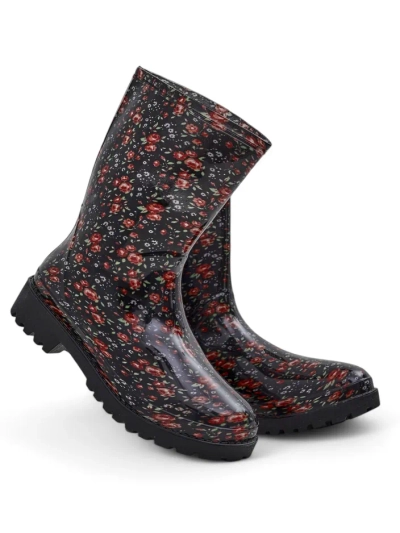 Black women's high wellingtons with buckle Alecto- Footwear