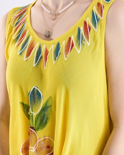 Yellow women's patterned dress-type bedspread with print- Clothing