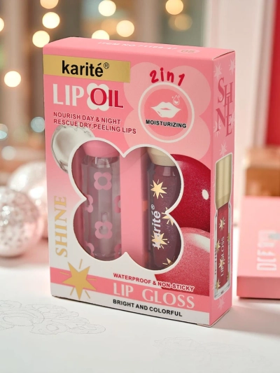 2-in-1 Glitter Lip Gloss and Clear Lip Gloss Ruby Woo