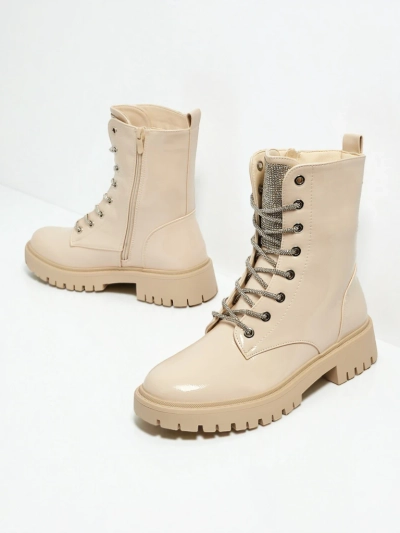 Fjorra Women's Patent Lace-up Ankle Boots