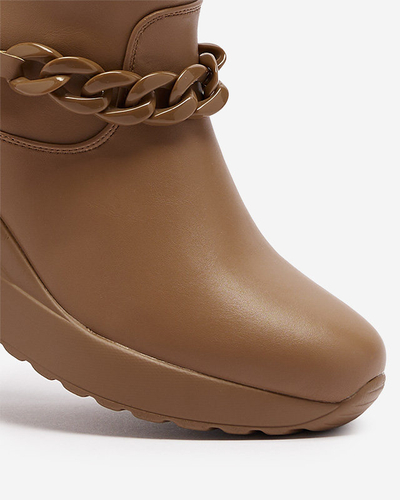 Light brown women's boots on anchor with chain Fefricca- Footwear
