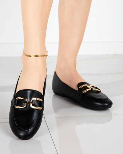 OUTLET Women's black eco-leather loafers Kesine - Footwear