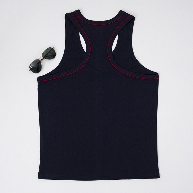 Cotton navy blue men's sleeveless shirt - Clothing