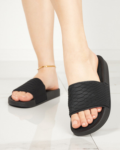 OUTLET Black women's flip-flops with embossing Galite - Footwear