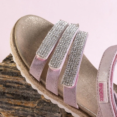 OUTLET Pink children's sandals with cubic zirconias Ilumun - Footwear