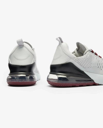 Grey women's sports shoes with burgundy inserts Neterika - Footwear